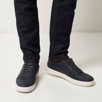 Navy lace-up trainers